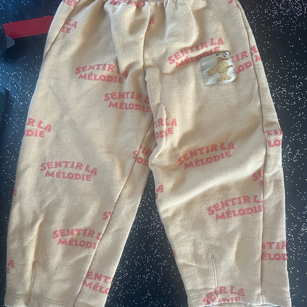 Zara Kids Cream Joggers with Red Print